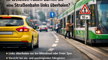 In welchen Fällen dürfen Sie eine Straßenbahn links überholen