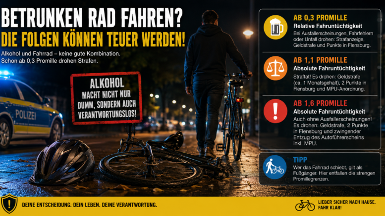 Was passiert wenn man betrunken Rad fährt?